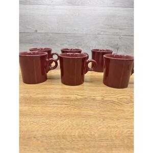 Fiesta Ware Burgundy Mug / Coffee Cup ~ O Ring Handle, Set of 6